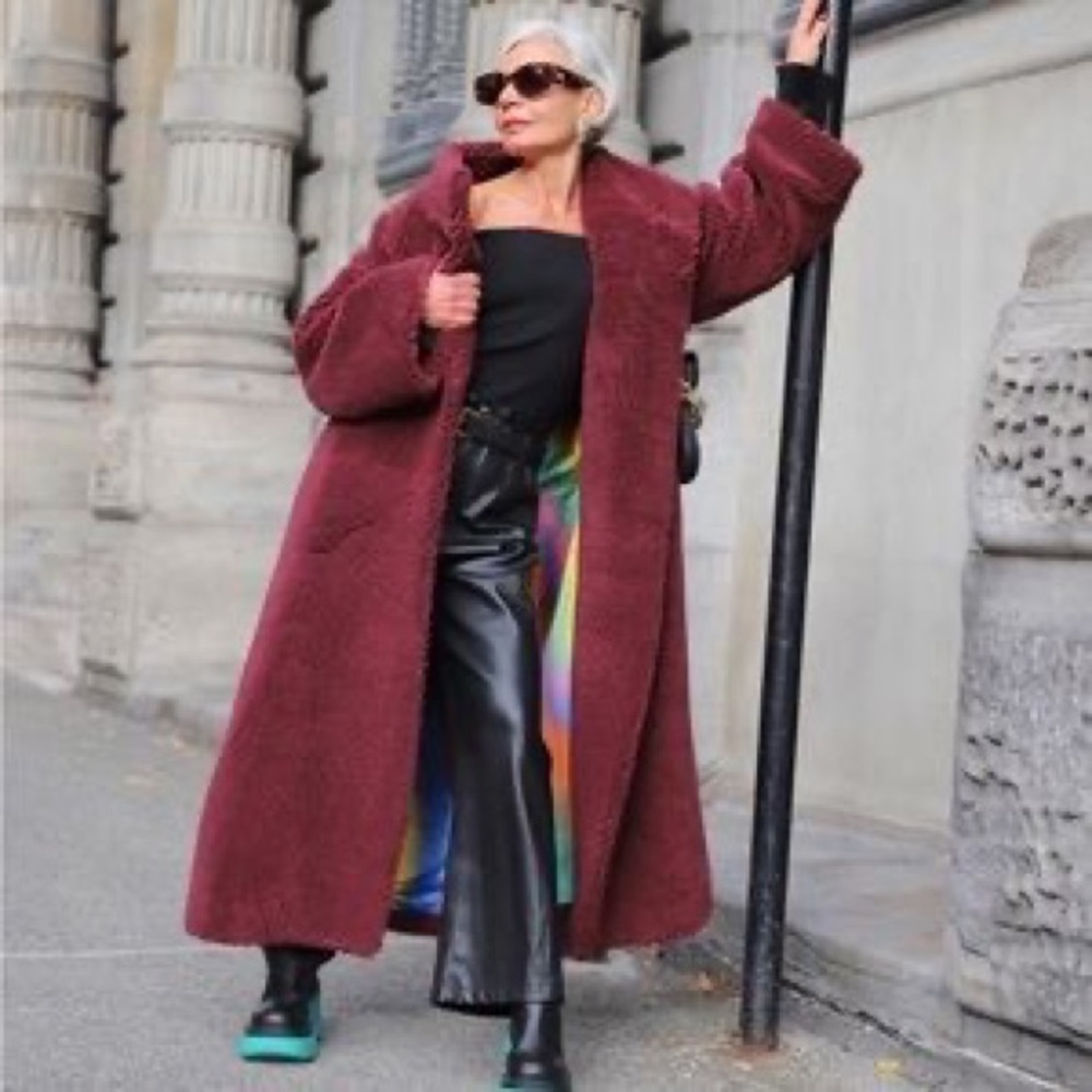 Apparis Subi Faux Fur Jacket in Plum Sz:XS